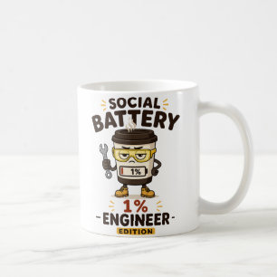 Lustige Tasse 'Soziale Batterie 1%' Geschenk für I