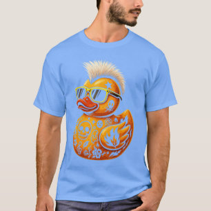Lustige tätowierte Ente Mohawk Punk Gummiente Männ T-Shirt