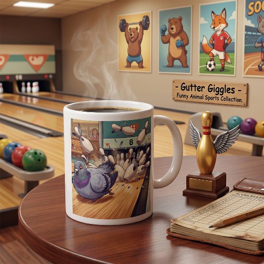 Lustige Tauben-Bowling-Strike-Cartoon-Kunst Kaffeetasse