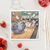 Lustige Tauben-Bowling-Strike-Cartoon-Kunst Serviette (Beispiel)