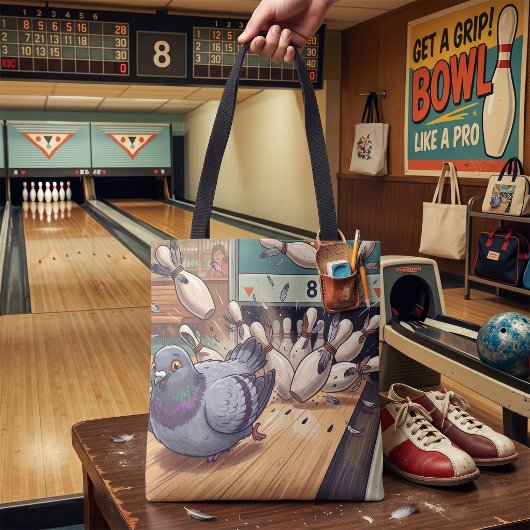 Lustige Tauben-Bowling-Strike-Cartoon-Kunst Tasche