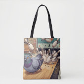Lustige Tauben-Bowling-Strike-Cartoon-Kunst Tasche (Vorderseite)