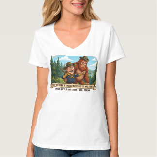 Lustige Teddy-Roosevelt- und Bigfoot-Karrikatur -  T-Shirt