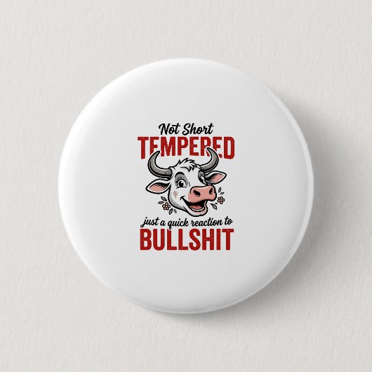Lustige Temperamentierte Kuh Vintage Button (Vorderseite)