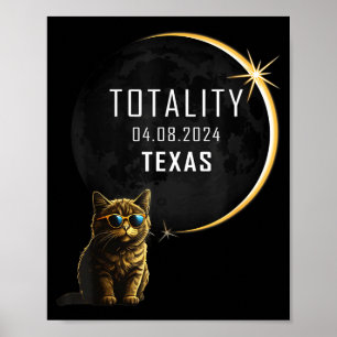 Lustige Texas Totale Sonnenfinsternis Katze Poster