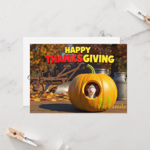 Lustige Thanksgiving-Karte mit Ratte und Kürbis Karte