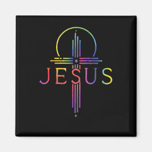 Lustige Tie Dye Jesus Christus Kreuz Christliches  Magnet