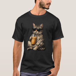 Lustige Tier-Meme: Katze trinkt Eiskaffee T-Shirt
