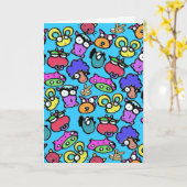 Lustige TierCartoongeburtstagskinder Karte (Gelbe Blume)