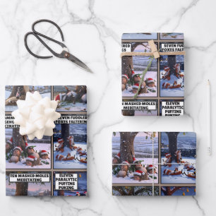 Lustige Tiere 12 Tage Weihnachten Geschenkpapier Set