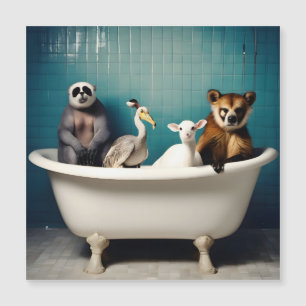 Lustige Tiere im Badezimmer Magnetkarte
