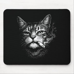 Lustige Tiergesicht-Meme mit Katze, die Zigarette  Mousepad