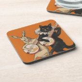 Lustige TierUntersetzer - schwarze Katze und Untersetzer (Linke Seite)