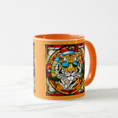 Lustige Tigerglasmalerei-Kaffeetasse Tasse (VorderseiteRechts)