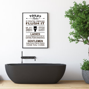 Lustige Toilettenregeln Badezimmer WC Humor Poster