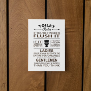 Lustige Toilettenregeln Badezimmer WC Humor Postkarte