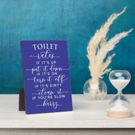 Lustige Toilettenregeln – Eleganter weißer Text au Fotoplatte