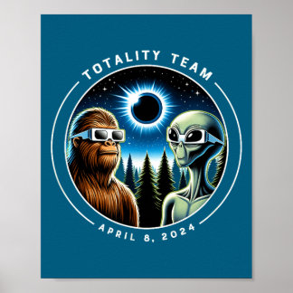 Lustige totale Sonnenfinsternis Bigfoot Alien Poster