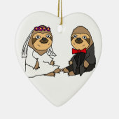 Lustige Trägheits-Braut-und Bräutigam-Hochzeit Keramik Ornament (Rechts)