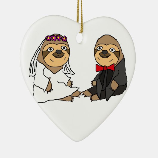 Lustige Trägheits-Braut-und Bräutigam-Hochzeit Keramik Ornament (Rechts)