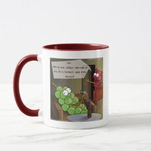 Lustige Trauben-Trennung Food, Wein & Ehe Comic Tasse