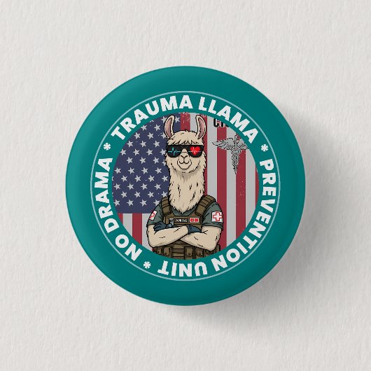 Lustige Trauma Lama Präventionseinheit Medizinisch Button (Vorderseite)