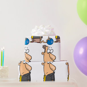 Lustige traurige Bowlingfigur mit Bowlingkugel Geschenkpapier