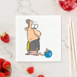 Lustige traurige Bowlingfigur mit Bowlingkugel Serviette