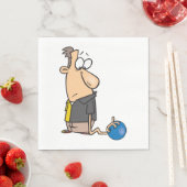 Lustige traurige Bowlingfigur mit Bowlingkugel Serviette (Beispiel)