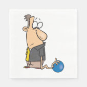 Lustige traurige Bowlingfigur mit Bowlingkugel Serviette (Vorderseite)