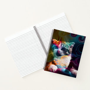 LUSTIGE TRENDIGE FARBENFROHE KATZENKUNST NOTIZBLOCK