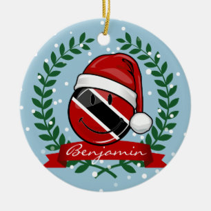 Lustige Trinidad-Flaggen-Weihnachtsart Keramikornament