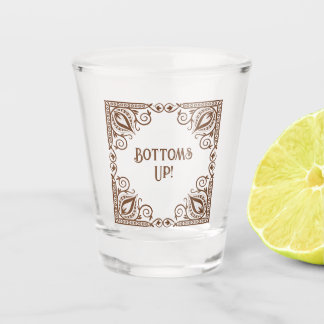 Lustige Trink-Themen-Bottoms-Up!-Lotus-Kunst-Rahme Schnapsglas