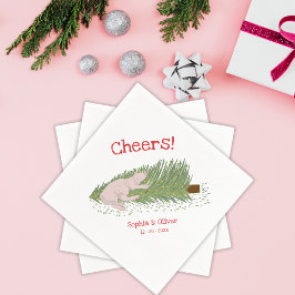Lustige Trinksprüche Weiße Katze vs. Weihnachtsbau Serviette