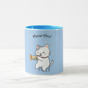 Lustige Trompetenkatze – Süße Feline Jazz Tasse