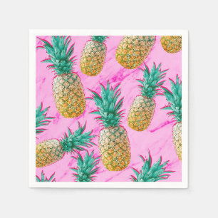 Lustige tropische Ananas & Pink Marmor Schick Part Serviette