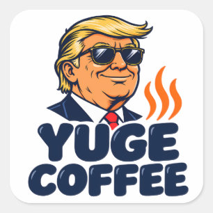 Lustige Trump-Brille YUGE Coffee-Aufkleber Quadratischer Aufkleber
