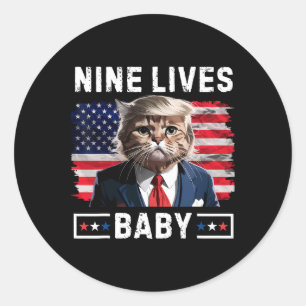 Lustige Trump-Katze 9 Leben Von Lustig Wähle Trump Runder Aufkleber