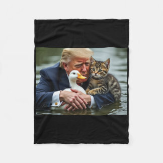 Lustige Trump Katze und Ente Memes Weihnachten Hal Fleecedecke