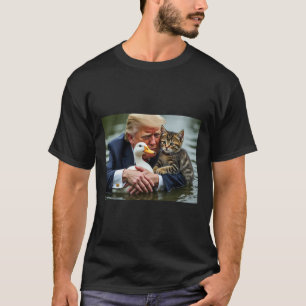 Lustige Trump Katze und Ente Memes Weihnachten Hal T-Shirt