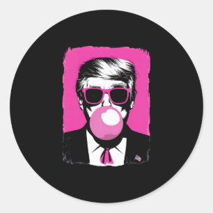 Lustige Trump Rosa Bubble Gum Sonnenbrille  Runder Aufkleber