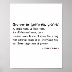 Lustige Trump Zitate Lebensmittel Definition Poster