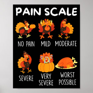 Lustige Truthahn-Schmerzskala Thanksgiving Cna Er  Poster