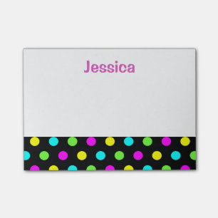 Lustige Tupfen auf schwarzen Girly Post-it Klebezettel