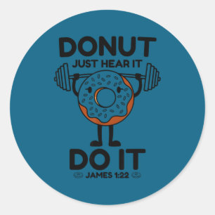 Lustige Turnhalle Donut Gewichtheben Fitness Motiv Runder Aufkleber