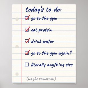 Lustige Turnhalle-To-Do-Liste Notizbuch Poster