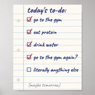 Lustige Turnhalle-To-Do-Liste Notizbuch Poster