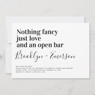 Lustige Typografie Schwarz-Weiß-Hochzeit Einladung