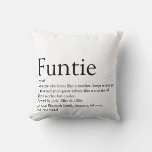Lustige typografische Funtie-Tante-Tantchen-Defini Kissen