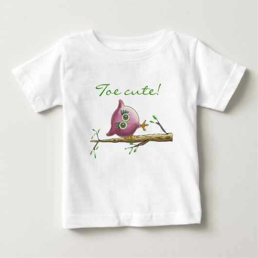 Lustige u. niedliche Eule auf einer Niederlassung Baby T-shirt (Vorderseite)